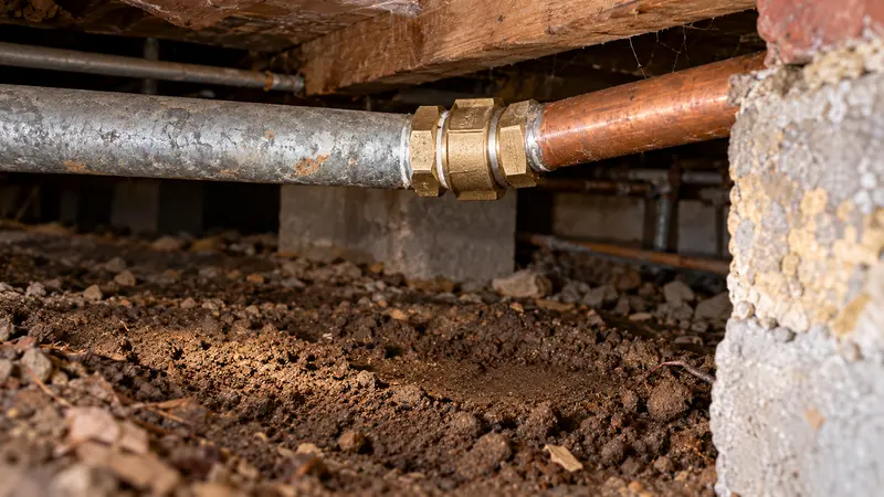 Dry replacement pipe transition in the same bungalow