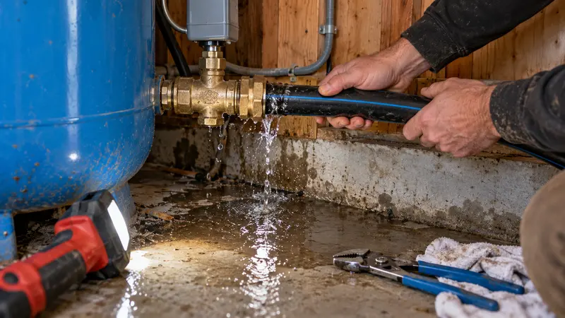 Leaking pump-house connection before repair