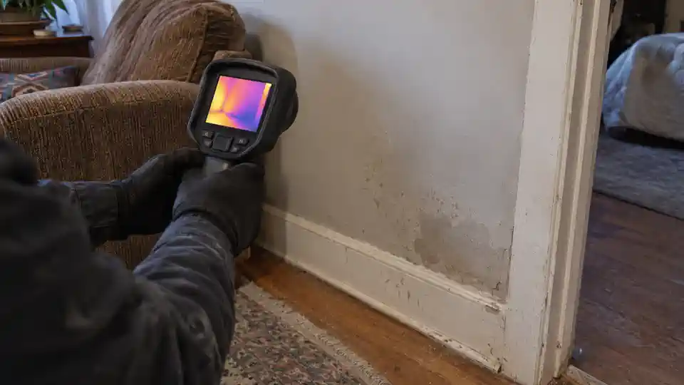 Thermal camera scan in a duplex during leak detection Provo UT visit