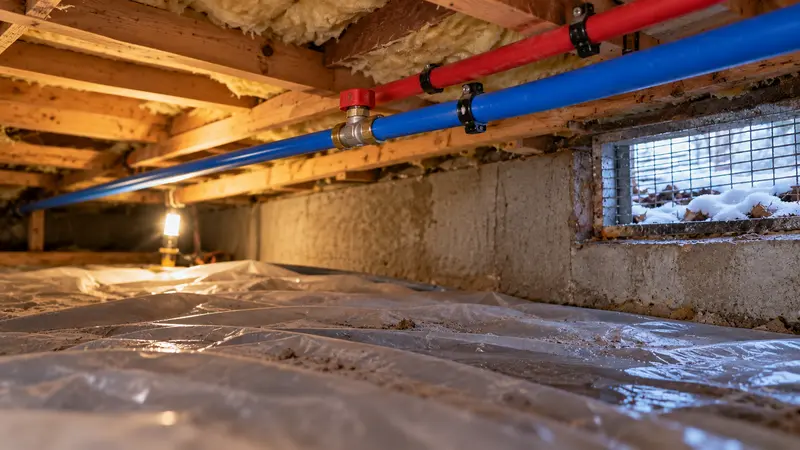 Dry insulated PEX repair in the same crawlspace