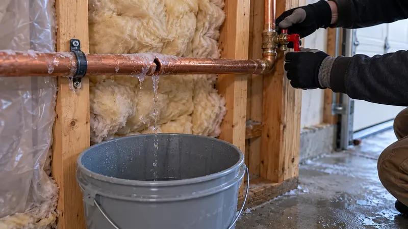 Split frozen copper pipe before emergency repair