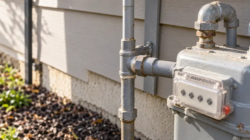 Resealed meter outlet fitting after safety retesting